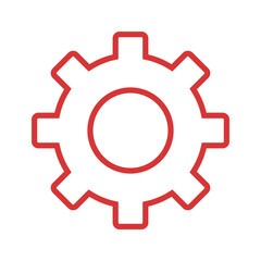 Gear line vector icon. Red symbol