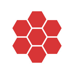 Honey comb vector icon. Red symbol