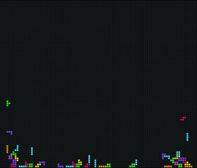 Video game template is square. Colored lines of brick game pieces. Wallpaper design. Vector illustration 8 bit style. Brick retro pixel art game template