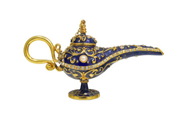 Aladdin magic lamp isolated on white.