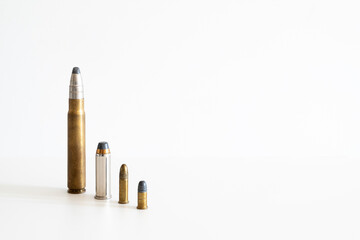 different type of bullets isolated over a white background