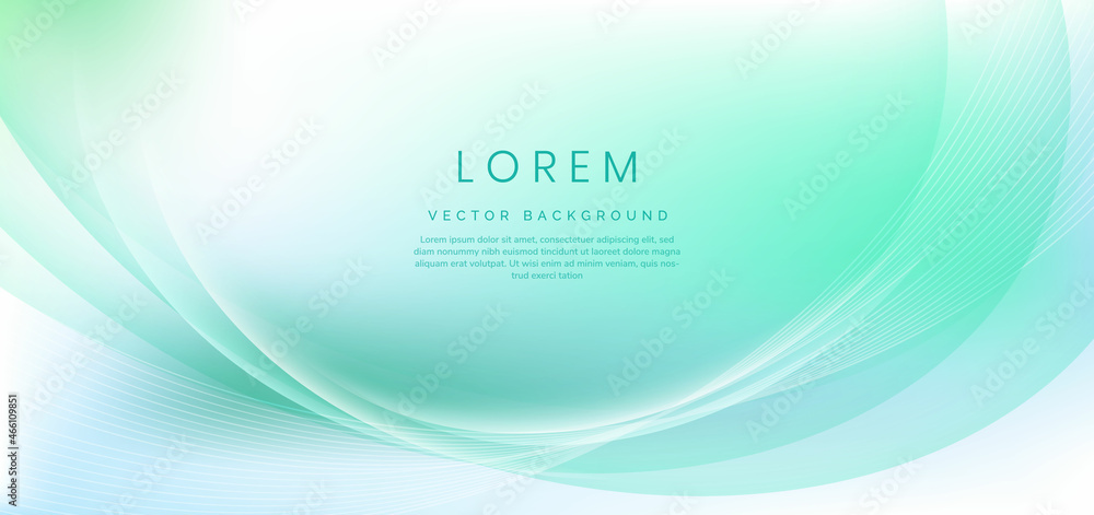 Aufkleber abstract soft green wavy and curved line overlapping background with copy space for text.