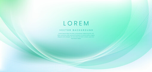 Abstract soft green wavy and curved line overlapping background with copy space for text.