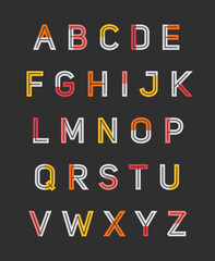 Set of trendy uppercase alphabet vector design.