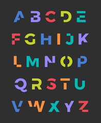 Colorful trendy alphabet vector design.