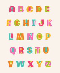 Colorful cute alphabet vector design.