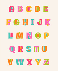Colorful cute alphabet vector design.