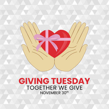 Giving Tuesday background design with hands giving a gift illustration