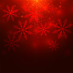 Fototapeta na wymiar red glowing snowflakes christmas winters background