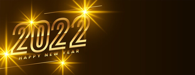 Fototapeta na wymiar golden happy new year 2022 celebration sparkling banner