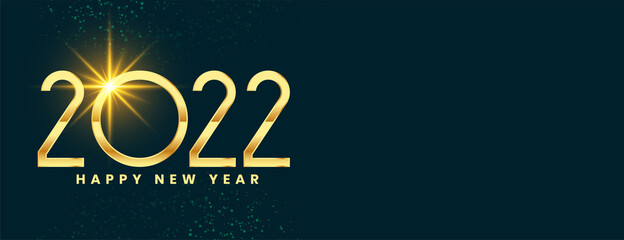 Fototapeta na wymiar 2022 new year golden celebration sparkling banner design