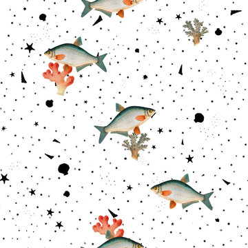 a beautiful and stunning repeated pattern of oceanic creatures called blicca cyprinus blicca in high definition free download perfect for fabrics, t-shirts, mugs, etc