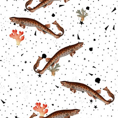 a beautiful and stunning repeated pattern of oceanic creatures called bounce squalus canicula in high definition free download perfect for fabrics, t-shirts, mugs, etc