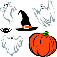 set of halloween elements