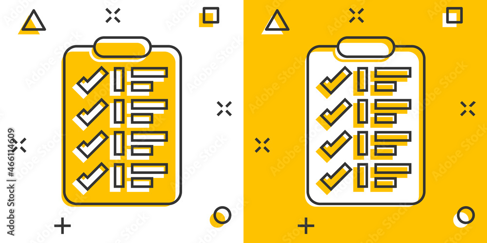 Poster to do list icon in comic style. document checklist cartoon vector illustration on white isolated bac