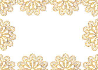 frame pattern of golden mandalas on a white background.