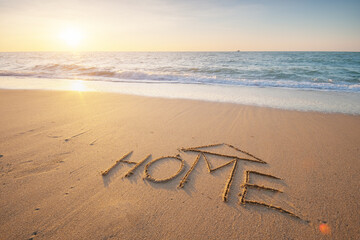 Sea and home on the sea sand.