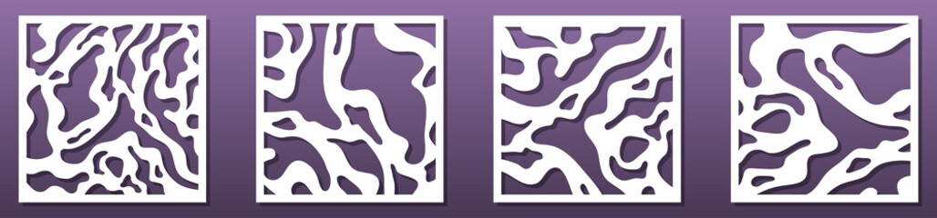 Laser cut panels, stencil for cnc cutting. Abstract geometric pattern. Modern design for home interior tiles, room privacy screens, card background. Paper art, wall decoration. Vector illustration