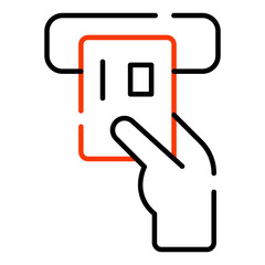 Atm withdrawal icon in linear design