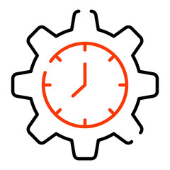 Clock inside gear, icon of time management