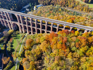 autumn photo of the Goeltzschtalbruecke in Vogtland