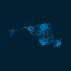 Maryland dotted glowing map. Shape of the us state with blue bright bulbs. Vector illustration.