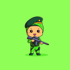 cute illustration of Muslim female soldiers ready to serve in full uniform