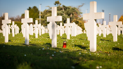 Tombs in a military cemetery in Strasbourg in France on november 10th 2021 