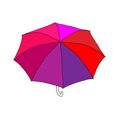 Beautiful hand-drawn fashion vector illustration of colored umbrella isolated on a white background