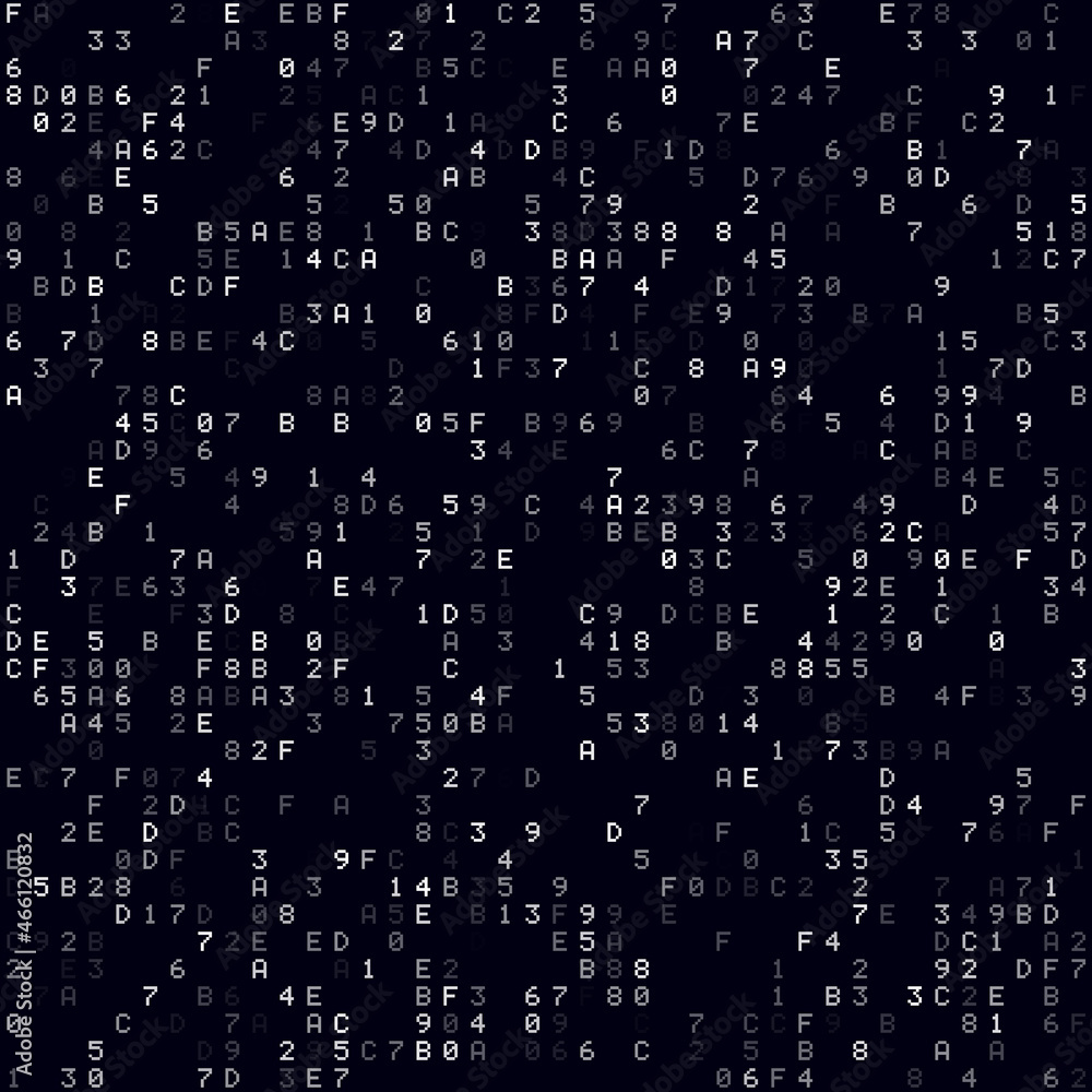 Poster abstract technology background. white sparse hexadecimal background. medium sized seamless pattern. 
