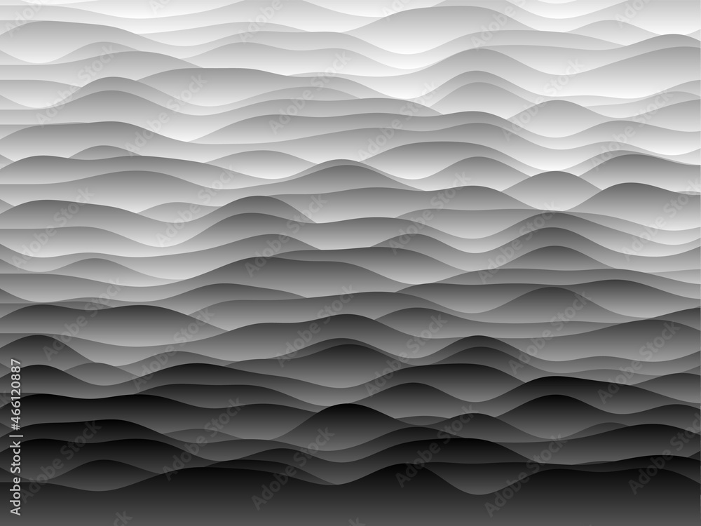 Poster abstract curves background. smooth curves with gradients in grey colors. superb vector illustration.