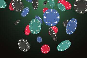 Gambling game, casino 3d golden chips. VIP poker chips