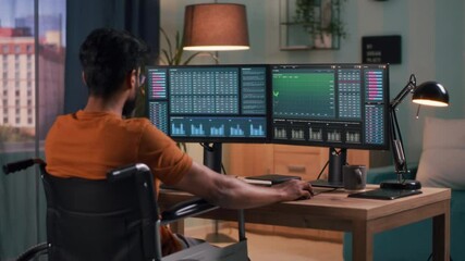 Handicapped man trading on stock market