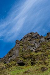 Beautiful rock formations of Thakgil canyon in Iceland