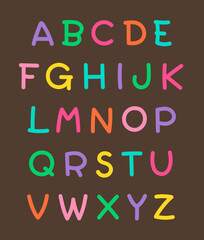 Cute colorful hand drawn uppercase alphabet.