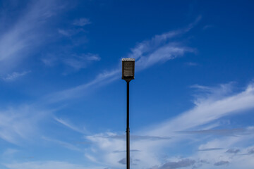 Steel lamp post. under the bright sky