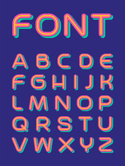 Modern futuristic uppercase alphabet design with shadow.