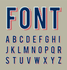 Modern uppercase alphabet design with shadow.