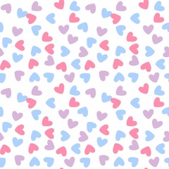 Seamless valentines pattern with hearts on white background 