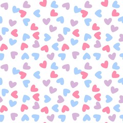 Seamless valentines pattern with hearts on white background 