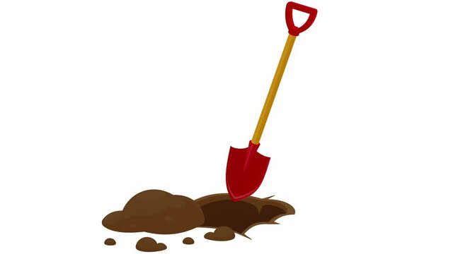 Shovel. Dig the ground with a shovel, alpha channel is on