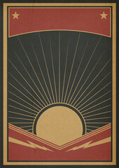 Retro Revolution Propaganda Poster. Stilisierte Sonnestrahlen Hintergrund - obrazy, fototapety, plakaty