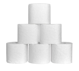 Toilet paper isolated on white background. Pyramid shape.