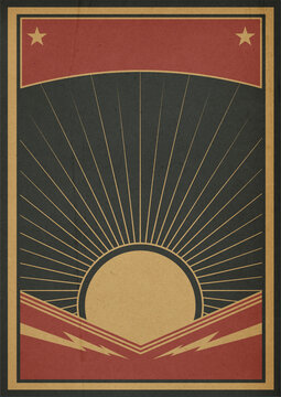 Retro Revolution Propaganda Poster. Stilisierte Sonnestrahlen Hintergrund