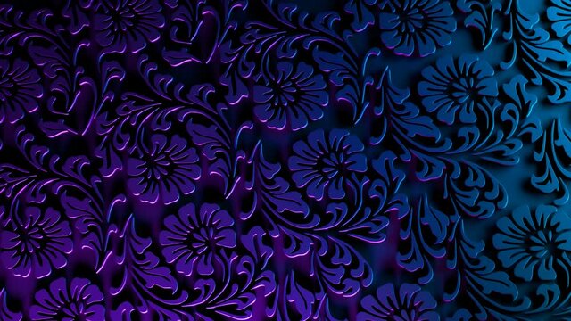 Beautiful purple background with flower shape. Ornamental fabric. Floral pattern