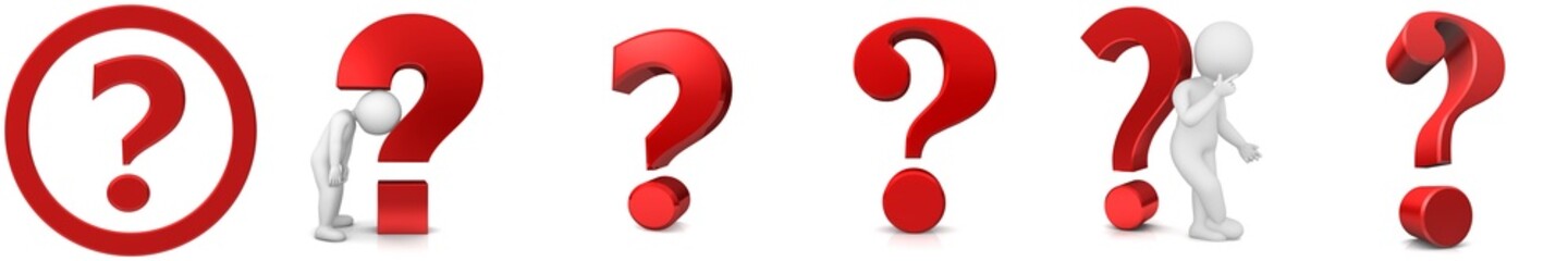 Question mark interrogation point red query signs asking stick man worried person symbol questionnaire icon isolated on white background in high resolution for print and presentation 3d rendering
