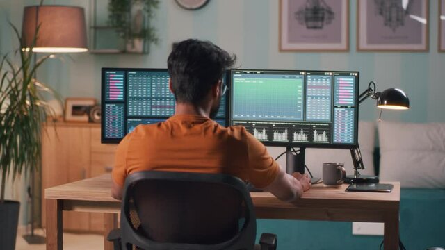 Man trading crypto currency online