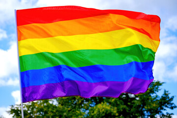 rainbow flag on the wind