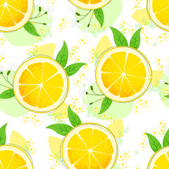 Seamless pattern with citrus. Lemon. Cover design, fabric, background, wallpaper