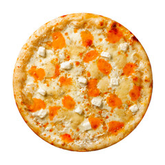 Pizza four cheeses isolated on a white background.
